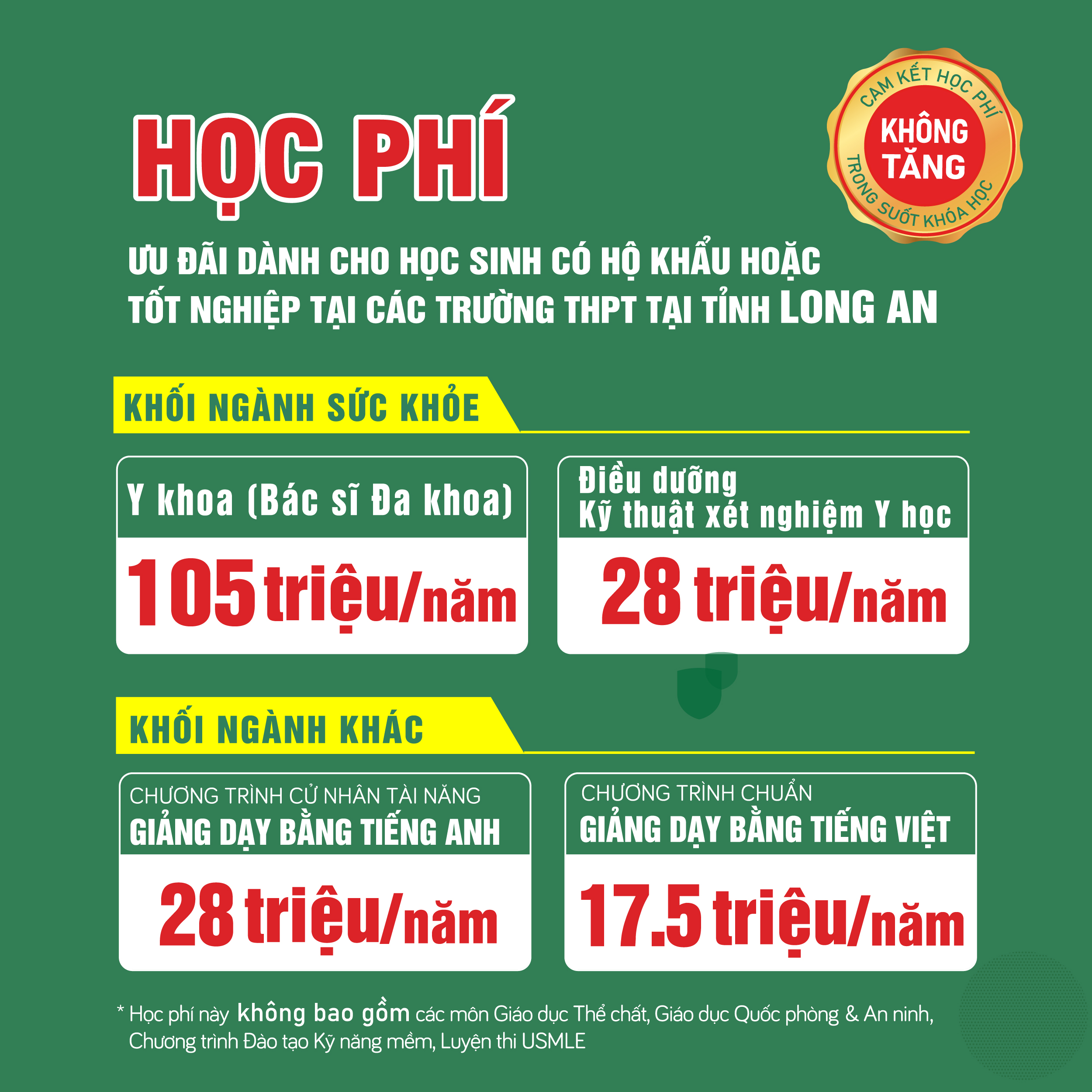 Chính sách học phí ưu đãi dành cho học sinh Long An năm 2024 2 Hoc phi dai hoc Tan Tao Long An