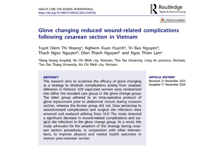 The Collaborative Research Project Published in the Journal Health Care for Women International 1 Dai hoc Tan Tao nghien cuu khoa hoc