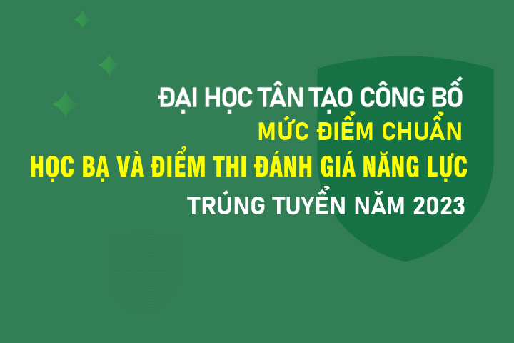 Đại học Tân Tạo công bố mức điểm chuẩn trúng tuyển sớm phương thức xét tuyển học bạ và kỳ thi đánh giá năng lực năm 2023